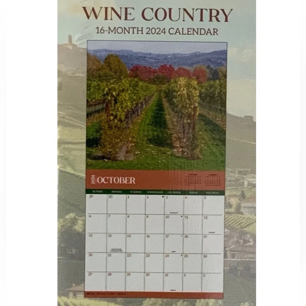 Calendar 2024 Wine Country 16 Month Wall Calendar Organizer Full Size 12 X 22 in